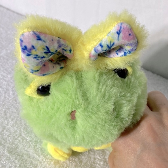 Soft Green Frog with Floral Ears Stuffed Animal Plush Toy - Picture 6 of 9